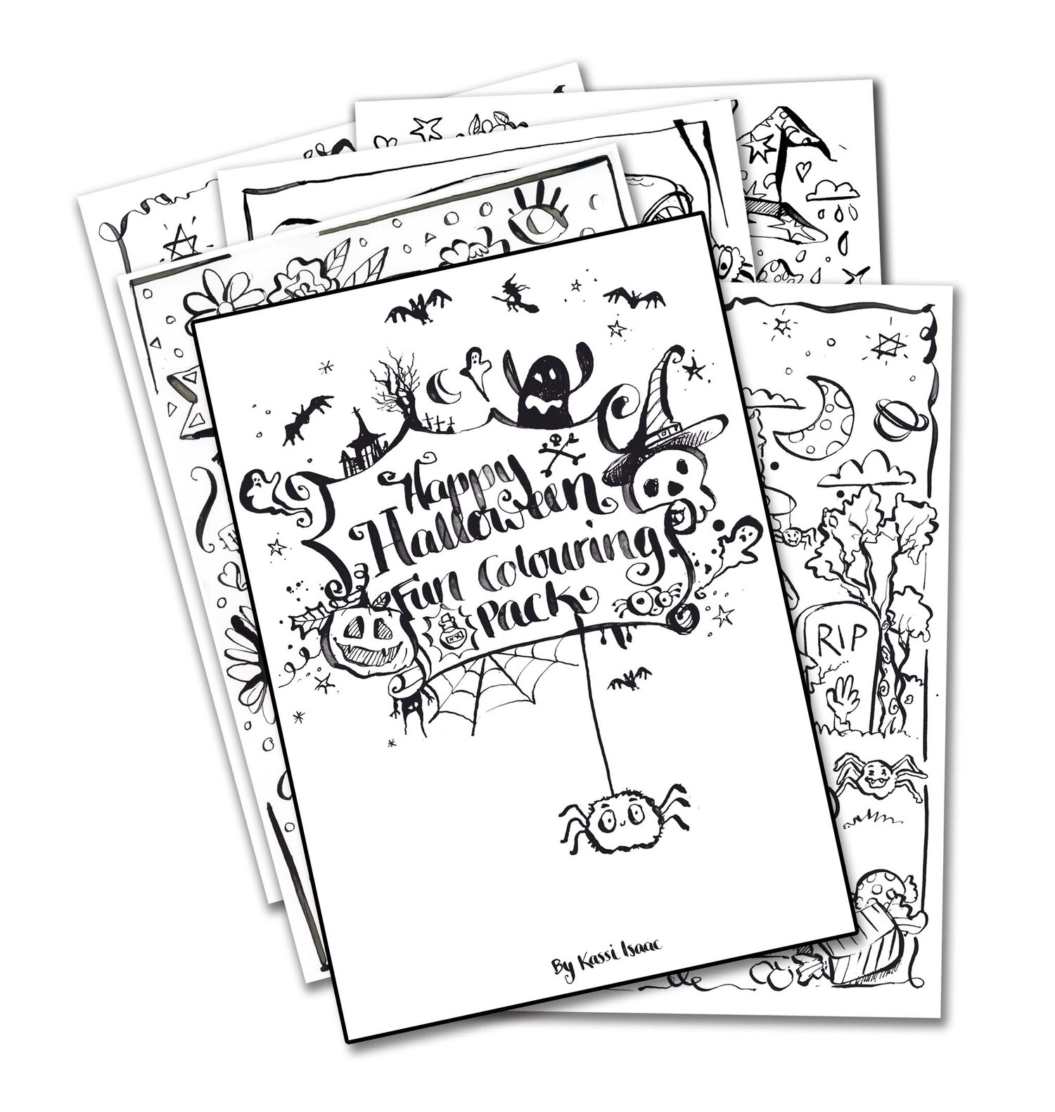 Happy halloween fun colouring pages pack â kassi isaac