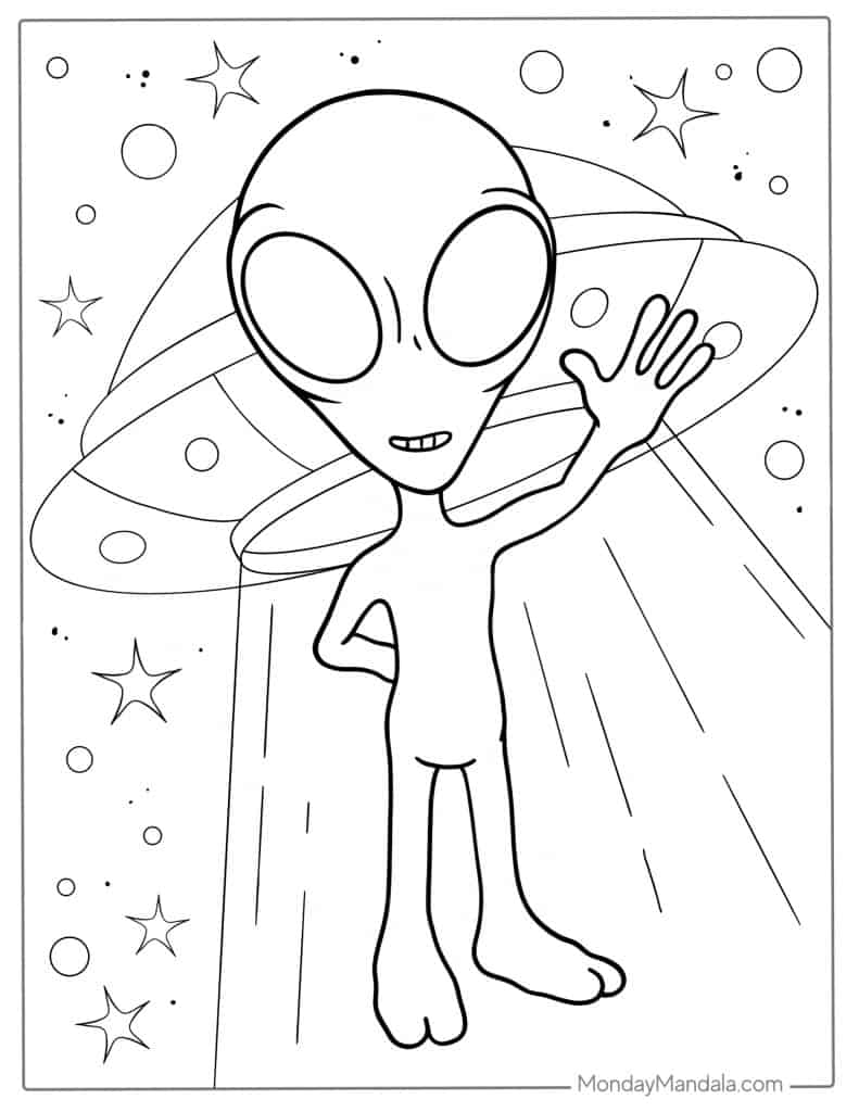 Alien coloring pages free pdf printables