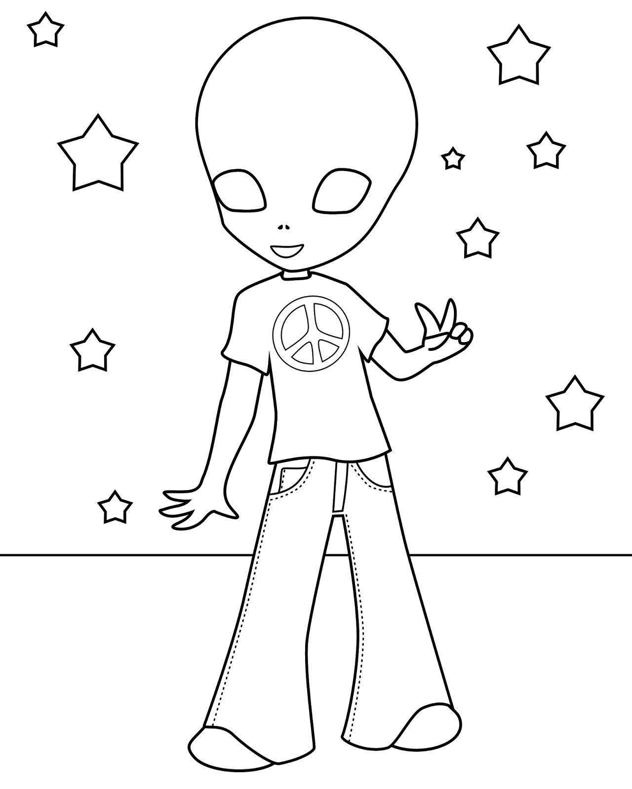 Free printable alien coloring pages for kids