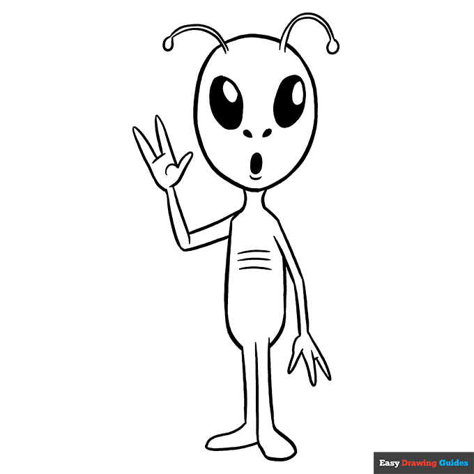 Alien coloring page easy drawing guides