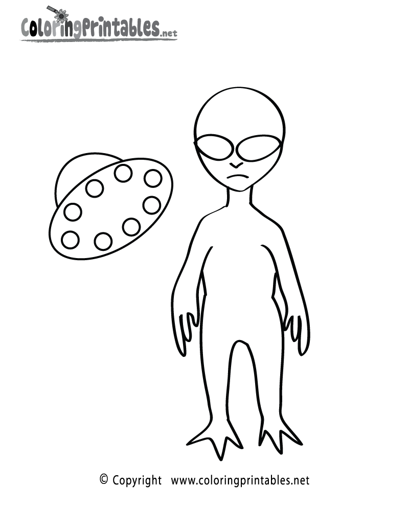 Space alien coloring page