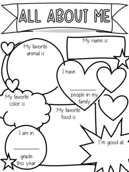 All about me coloring page