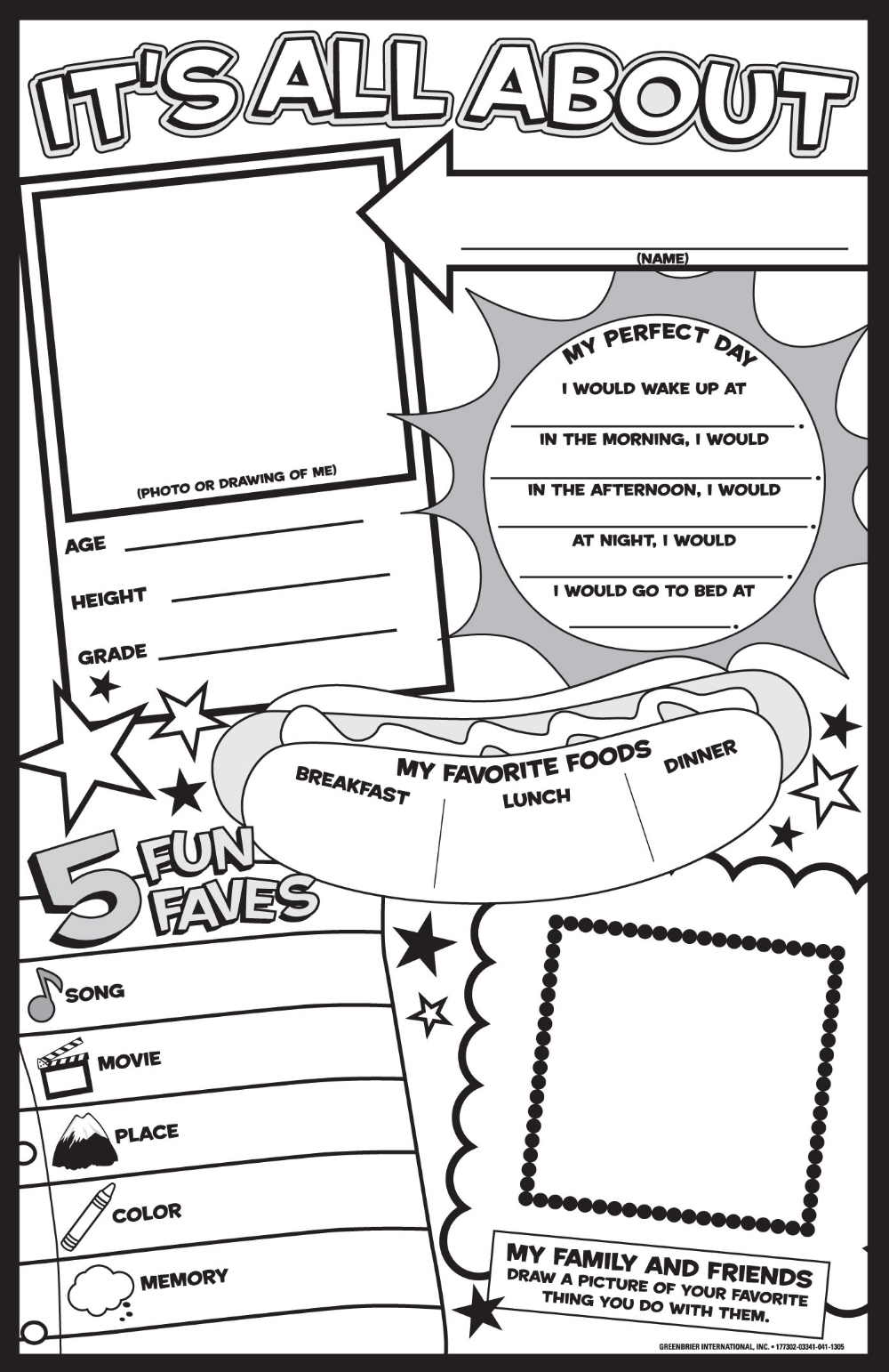 All about me coloring page all about me worksheet all about me poster about me poster