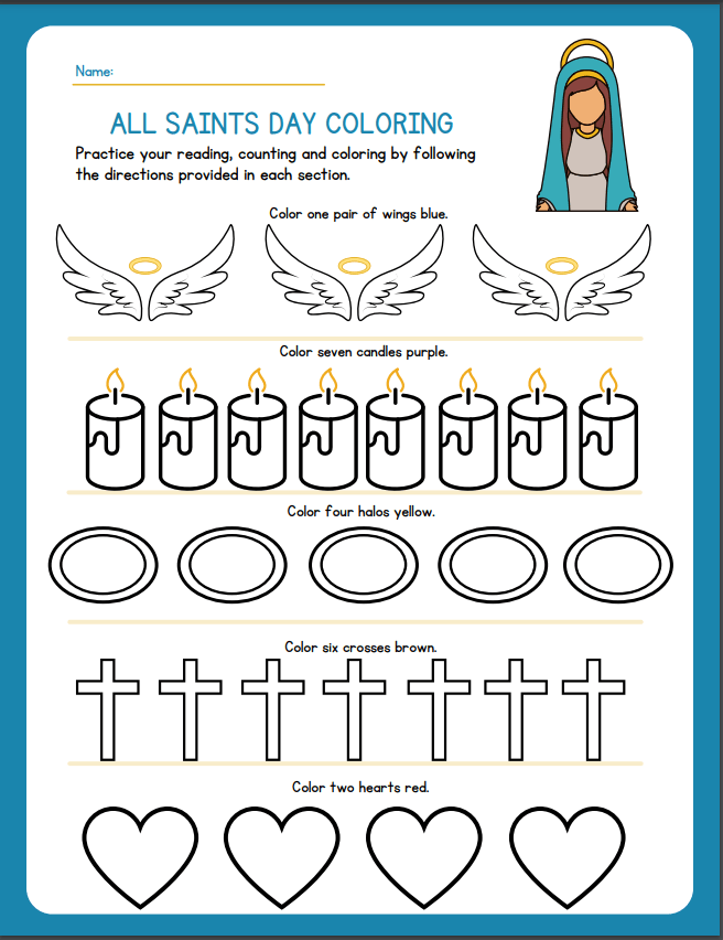 All saints day explanation and worksheet for kids â cultivating catholics