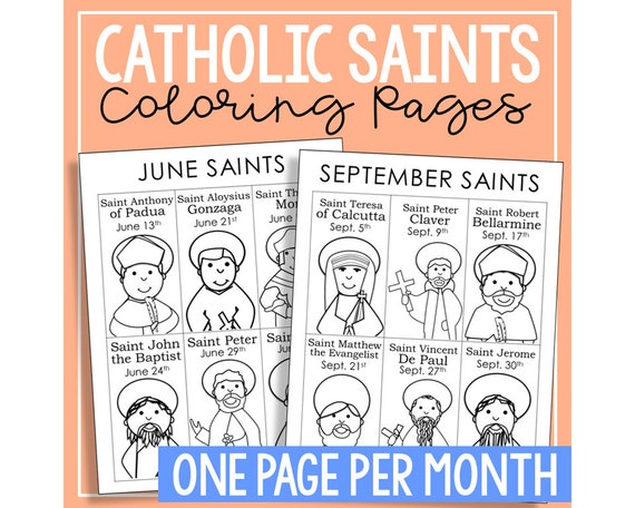 Catholic saints of the month coloring pages activity all saints day home altar for kids homeschool printables church bulletin board