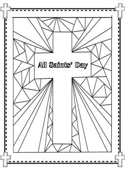 All saints day stained glass cross coloring pages by miss ps prek pups