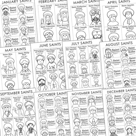 Catholic saints of the month coloring pages activity all saints day home altar for kids homeschool printables church bulletin board