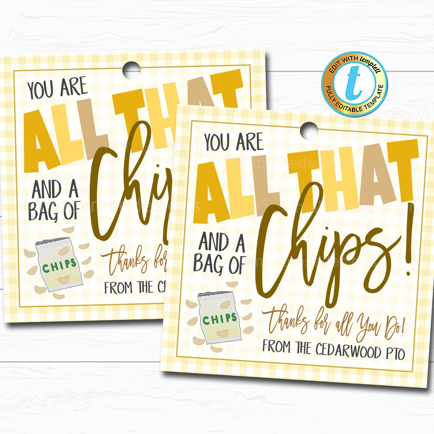 Youre all that and a bag of chips printable thank you tag â printables