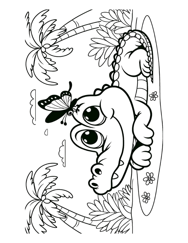 Alligator coloring pages for kids