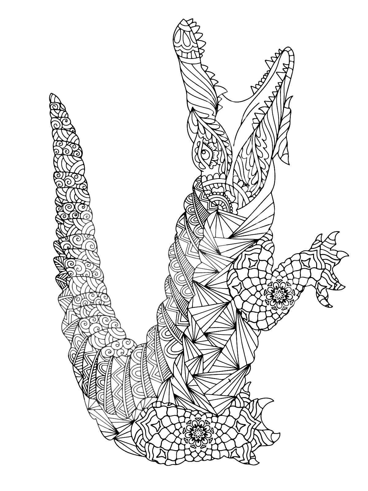 Crocodile coloring pages for adults