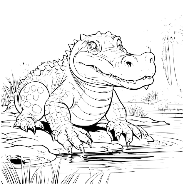 Premium vector alligator coloring pages for kids