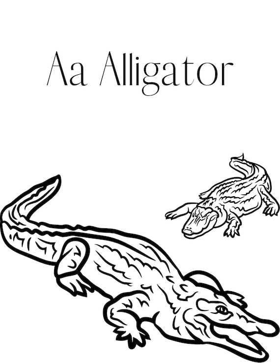 A is for alligator coloring page