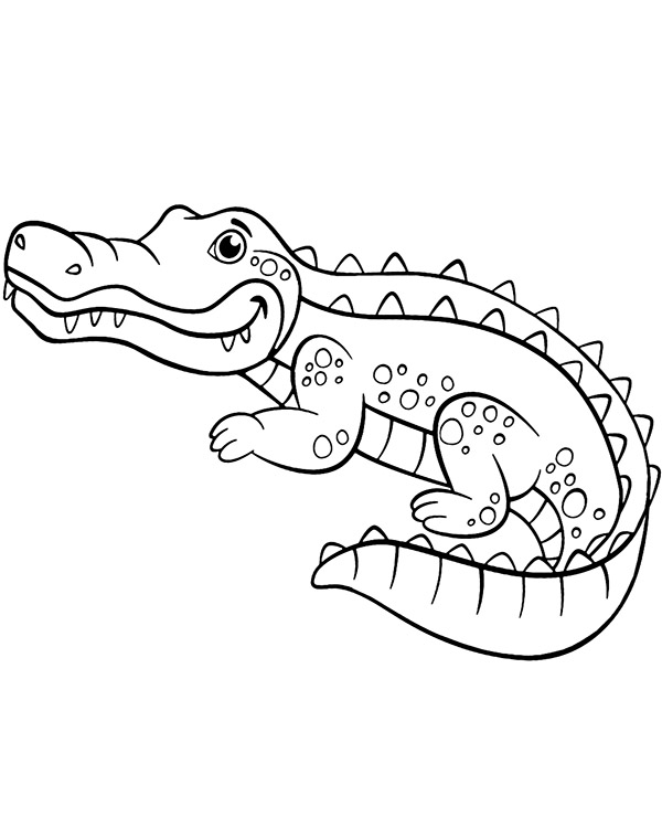 Cartoon alligator coloring page to print