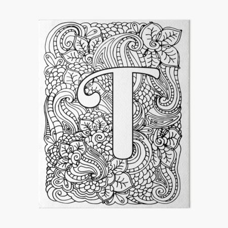 Adult coloring page monogram letter d art board print for sale by mamasweetea