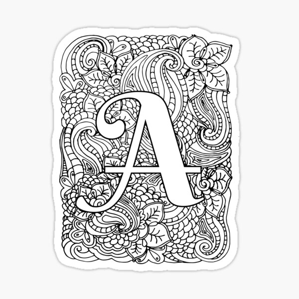 Adult coloring page monogram letter a poster for sale by mamasweetea