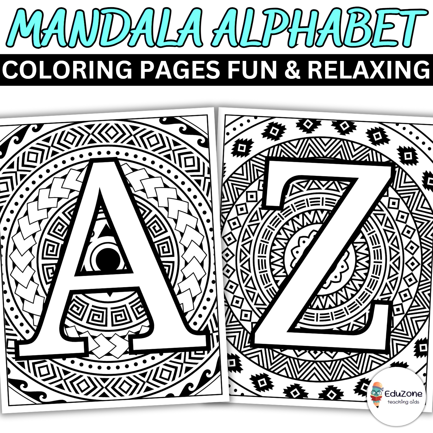 Learn alphabet with mandala coloring pages relaxing printable