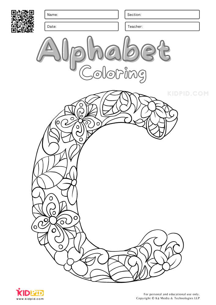 Alphabet coloring pages for kids