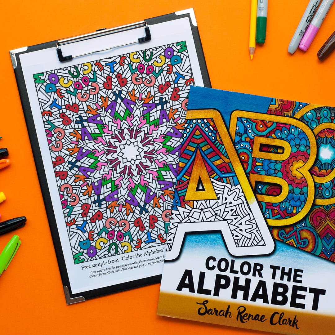 Color the alphabet printable adult coloring book