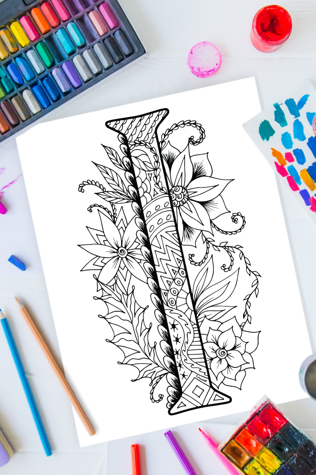 Zentangle letter i design