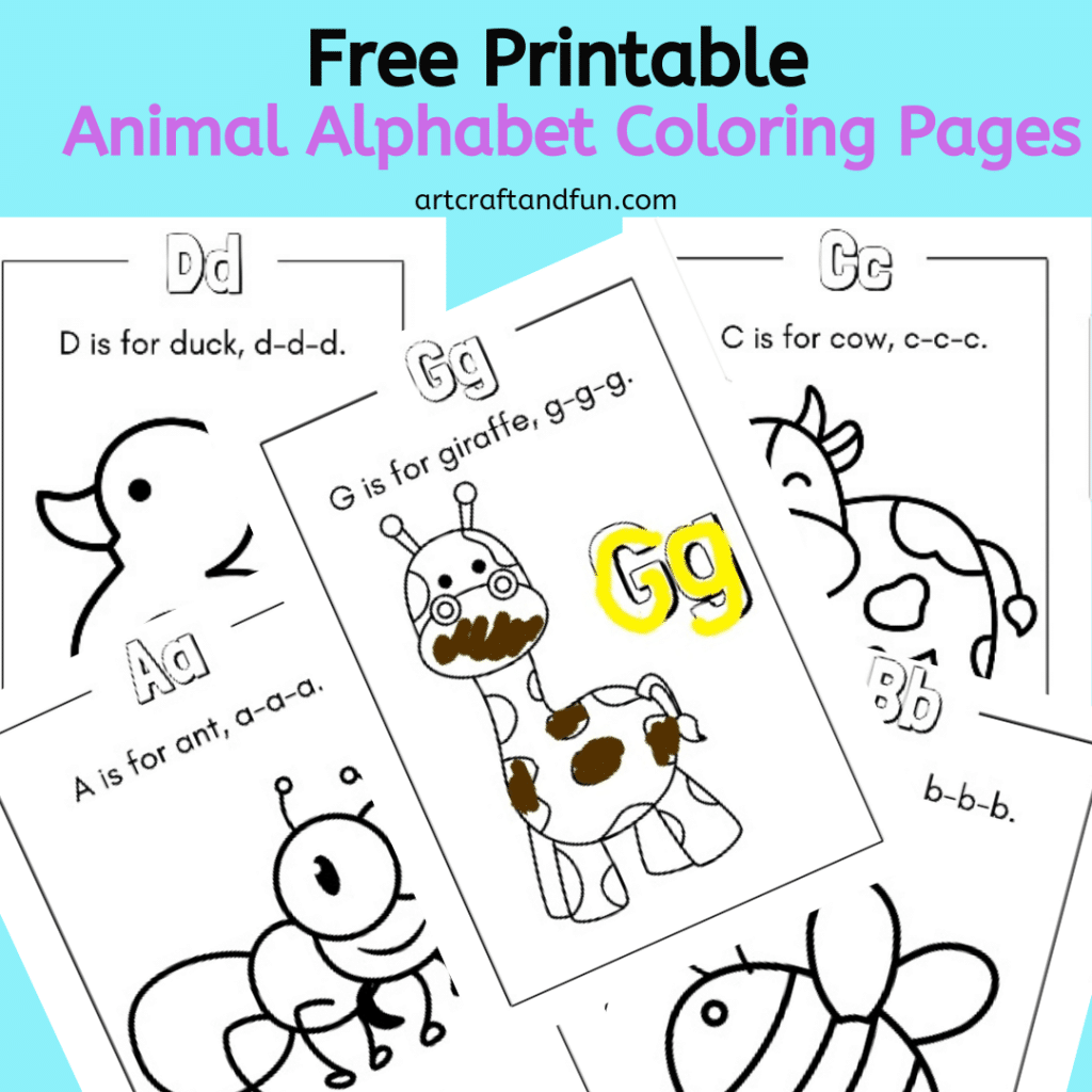 Free printable animal alphabet coloring pages