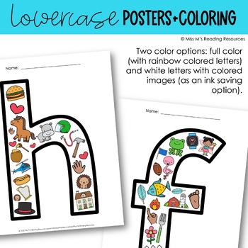 Alphabet posters and coloring pages lowercase bulletin board letters