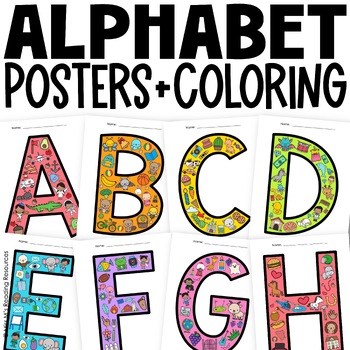 Alphabet posters and coloring pages bulletin board letters uppercase