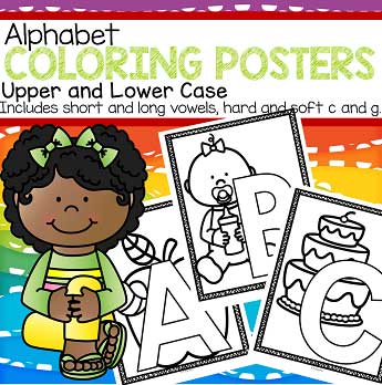 Alphabet posters coloring printables upper and lower case