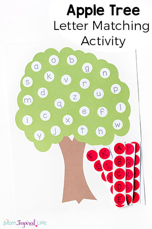 Letter matching apple tree activity with free printable