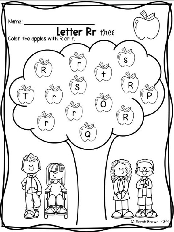 Alphabet tree letter identification uppercase lowercase pre