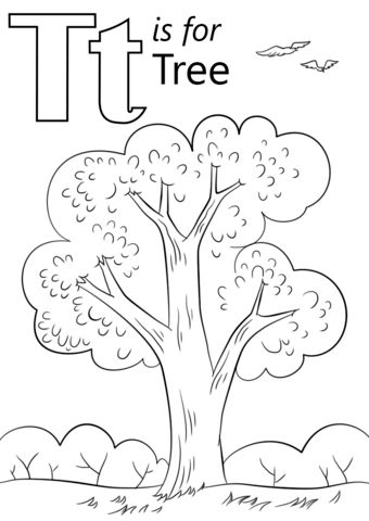 Letter t is for tree coloring page from letter t category select from printable crafâ abc coloring pages preschool coloring pages alphabet coloring pages