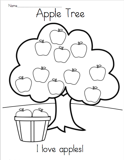 Apple tree reading and coloring printable made by teachers