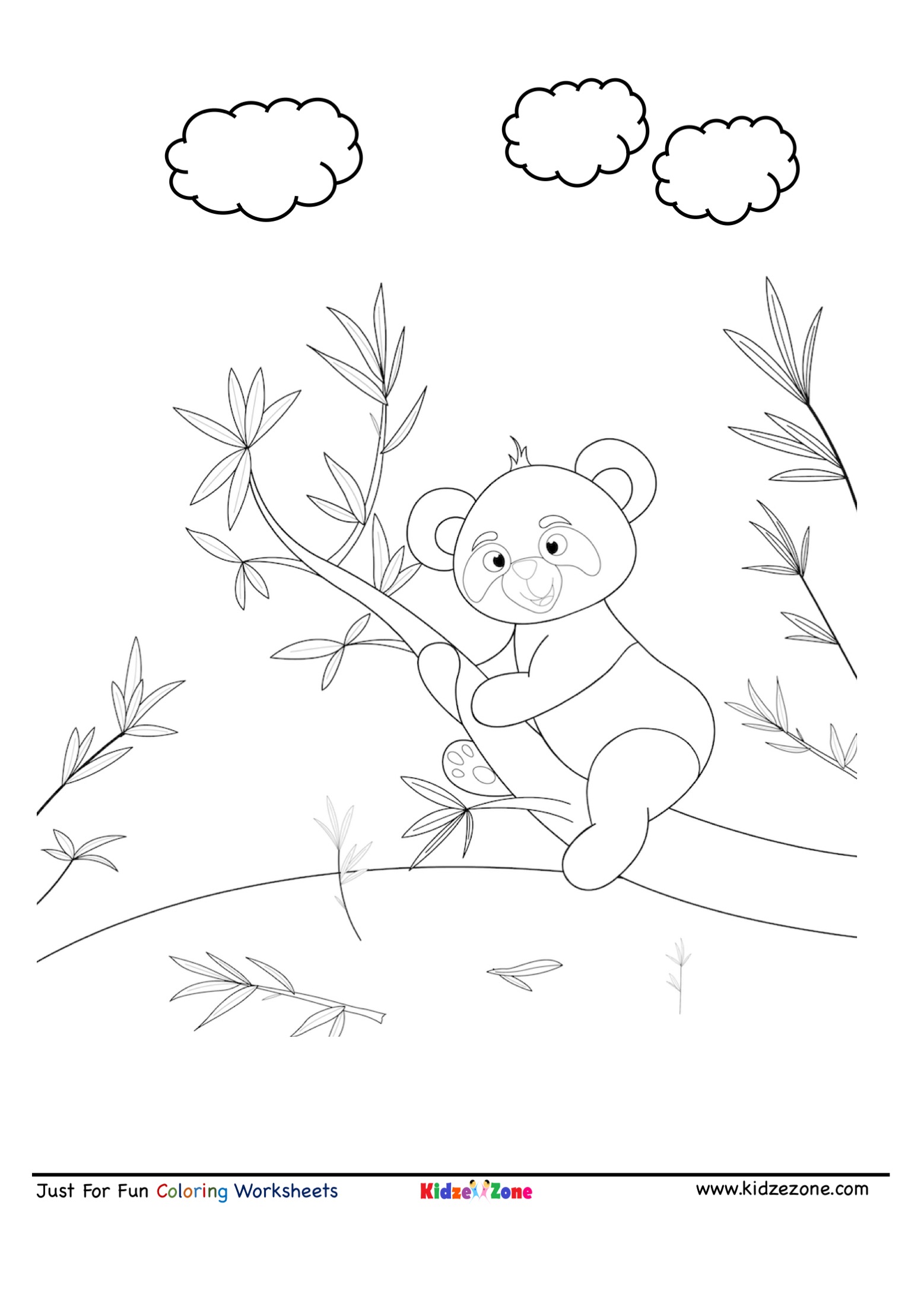 Panda sitting on tree coloring page