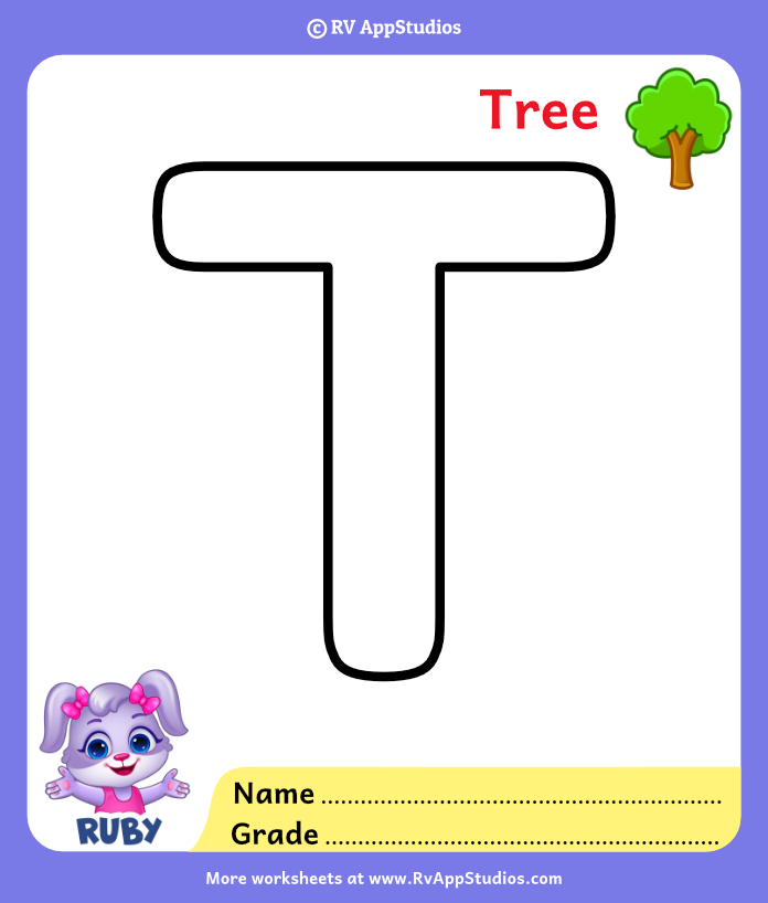 Letter t coloring pages