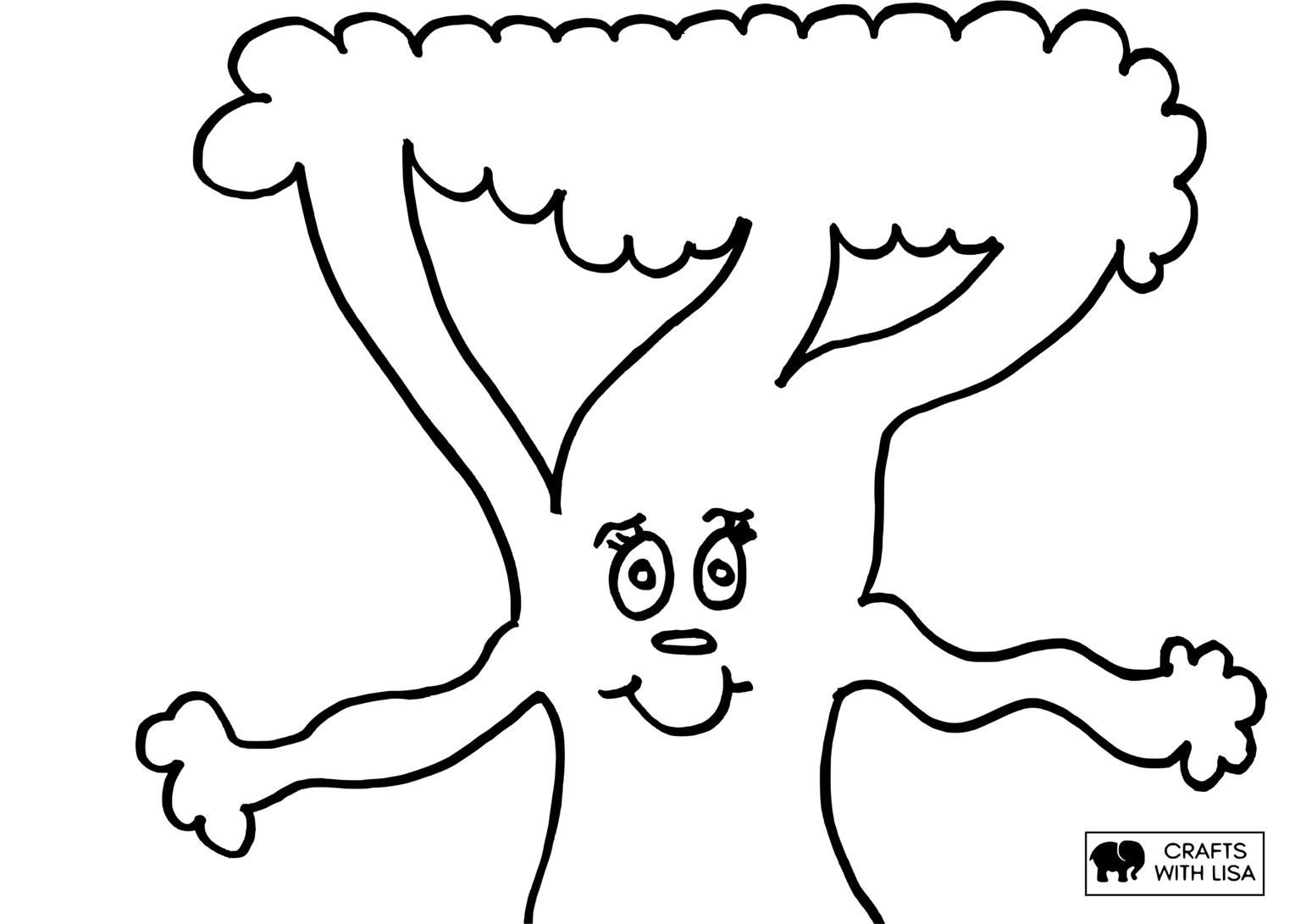 Happy tree with face coloring page