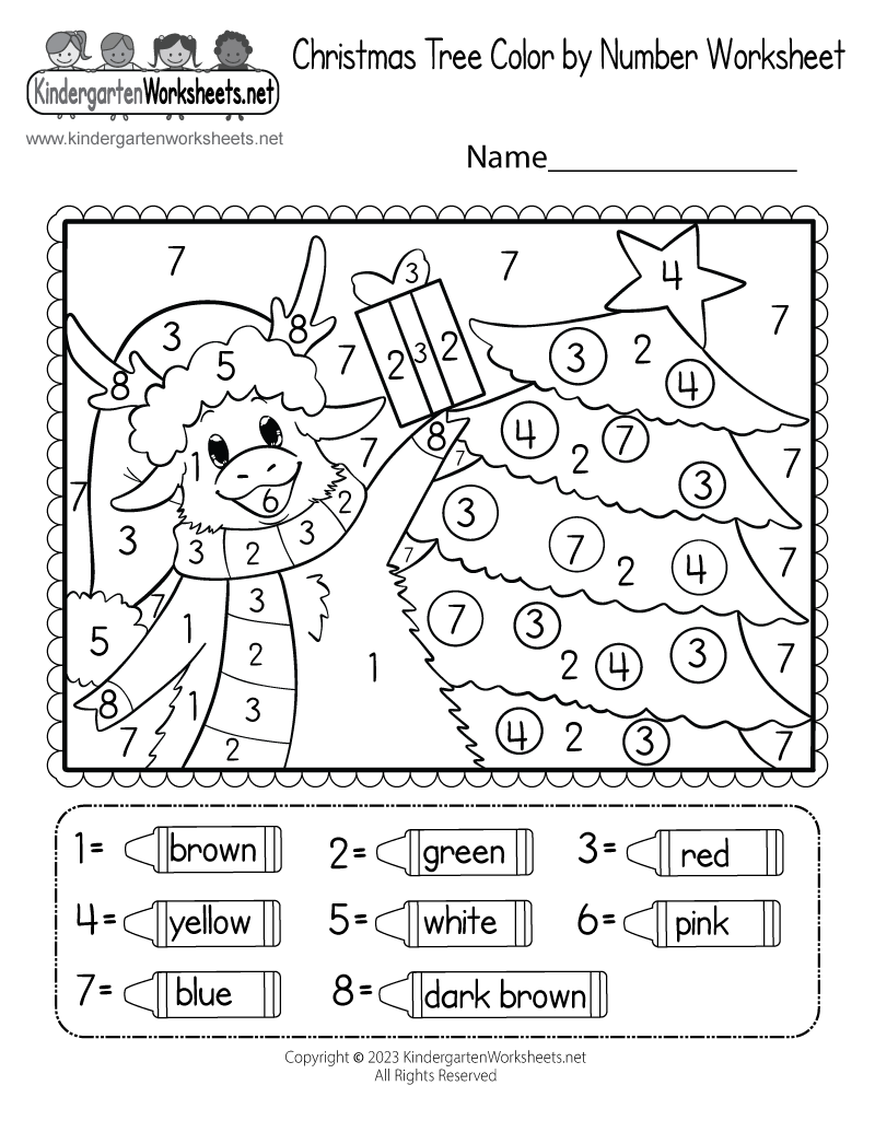 Christmas tree coloring worksheet