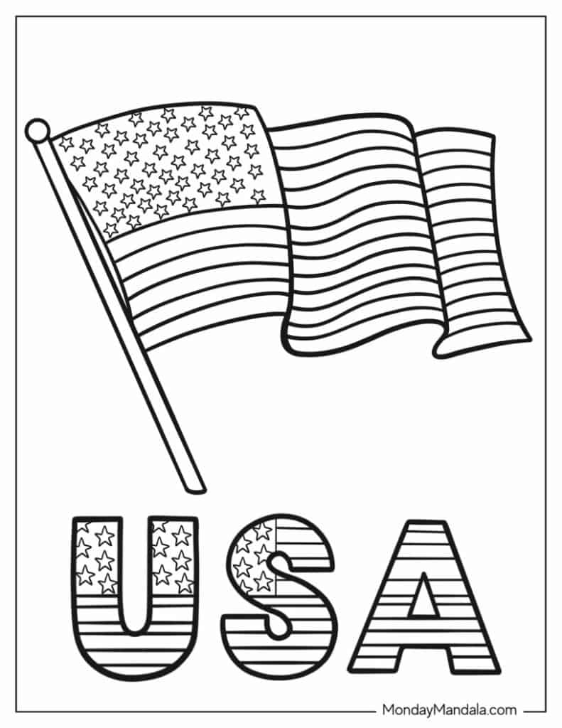 American flag coloring pages free pdf printables