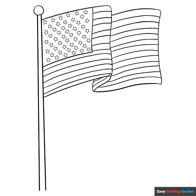 American flag coloring page easy drawing guides