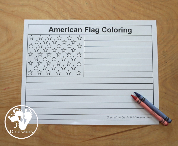 Free american flag tracing coloring printable dinosaurs