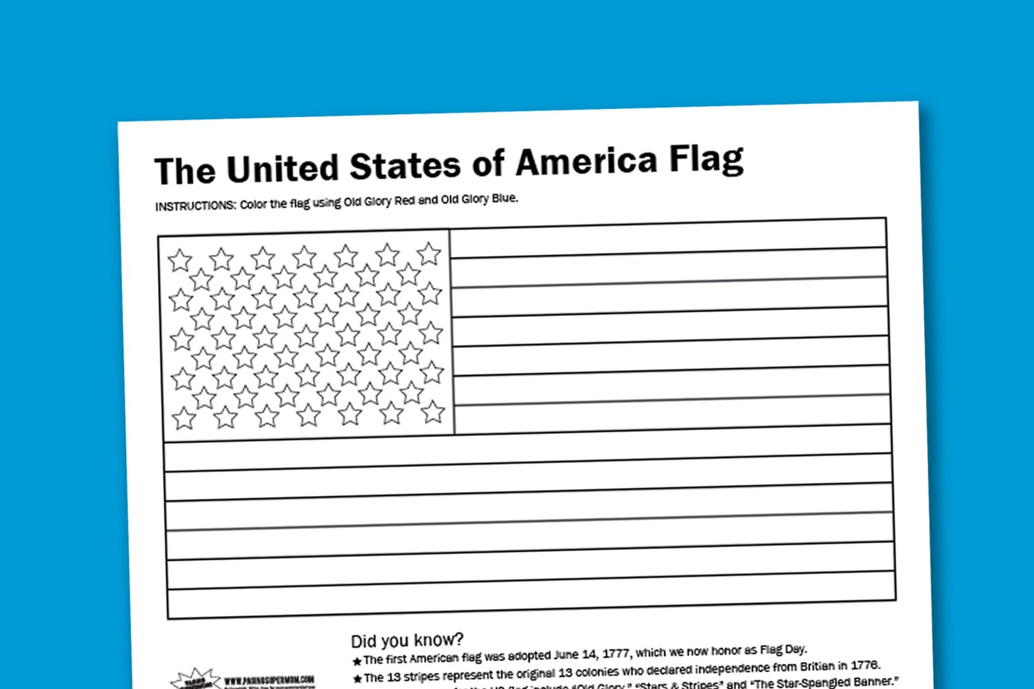 Worksheet wednesday usa flag coloring page