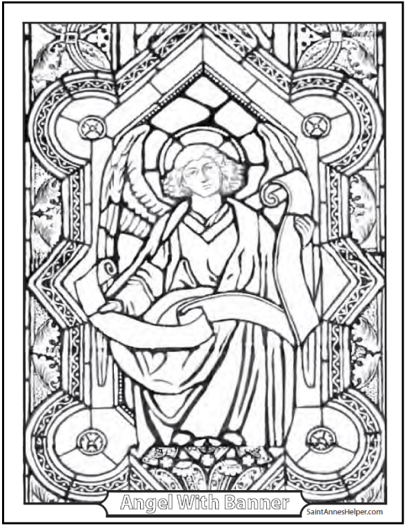 Angel coloring page âï guardian angel and church stained glass angel