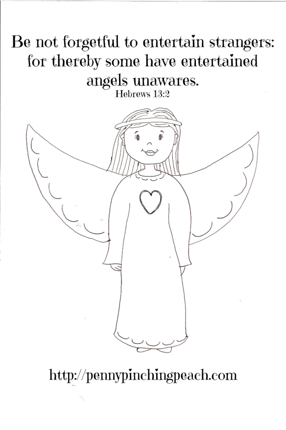 Angel scripture verse printable coloring page penny pinching peach