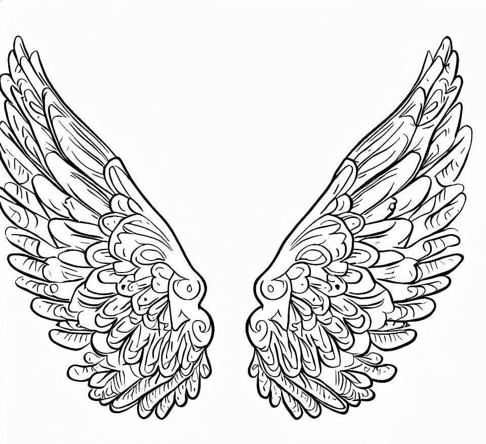 Free angel wings coloring page