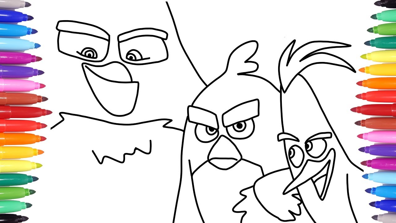 Angry birds ovie coloring pages for kids how to draw angry birds for kids