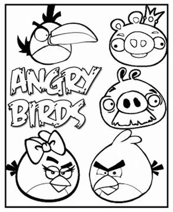 Free easy to print angry birds coloring pages