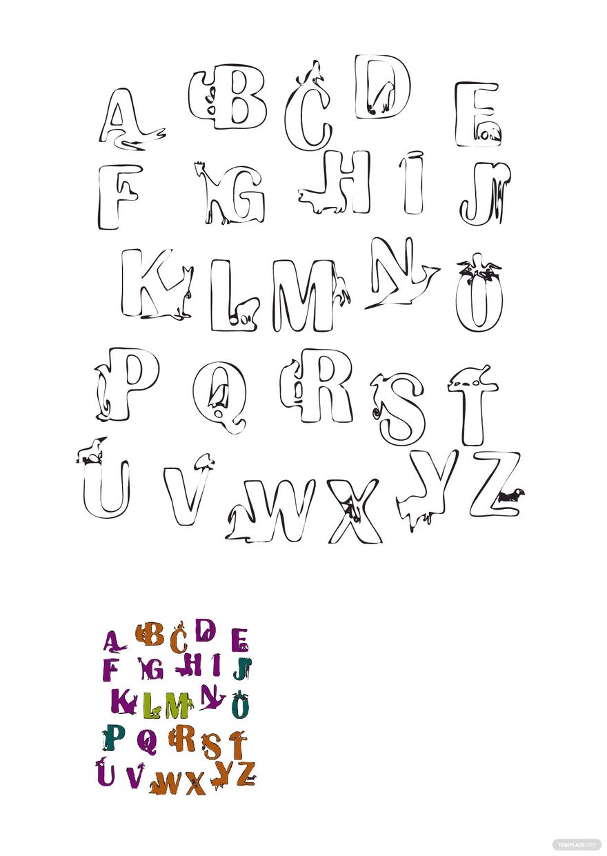 Free animal alphabet coloring pages