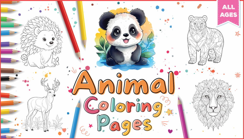 Animal coloring pages for kids adults