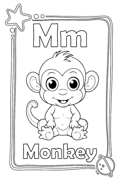 Premium vector animal alphabet coloring book for preschool kids colorless versions on a paper ready for print