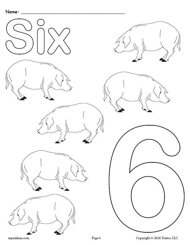 Printable animal number coloring pages