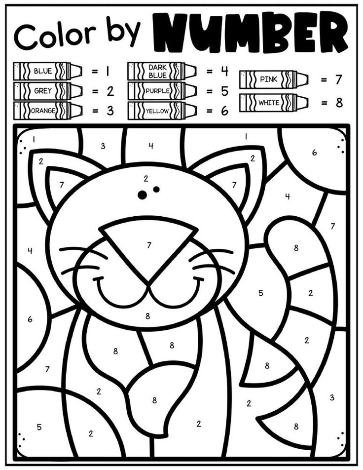 Animals color by number free page pet pack addition coloring sheets preschool colors color by number printable