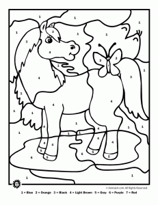 Farm animal color by number printables animal jr